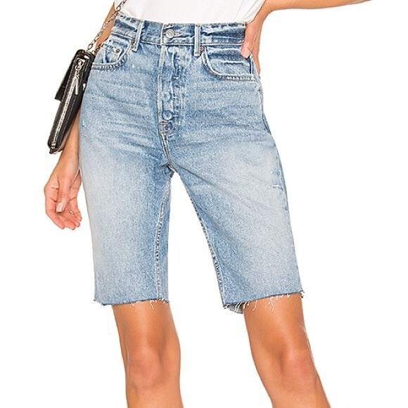 Grlfrnd Beverly One For The Road Denim Long Bermuda Boyfriend Jean Shorts 26 - Picture 3 of 16
